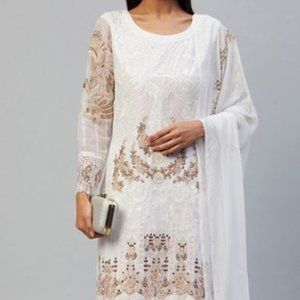 NWOT White Embroidered Salwar